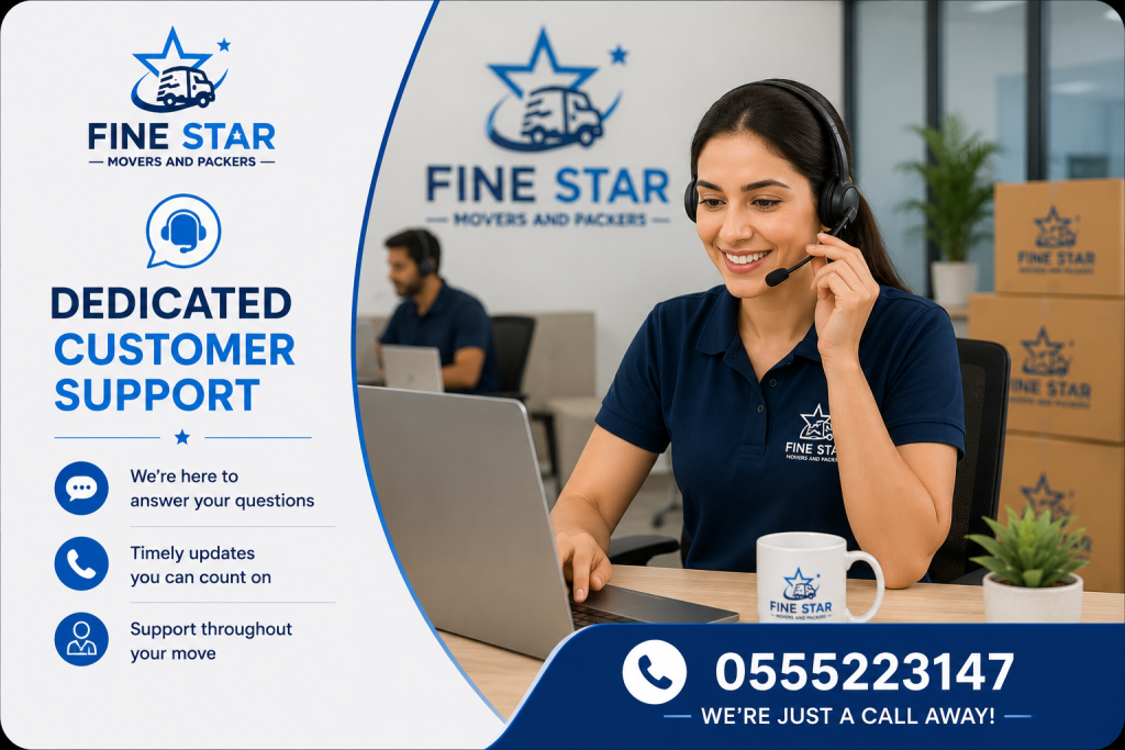 Customer support team assisting clients with furniture moving services