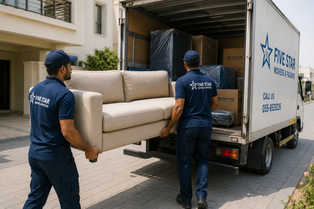Loading household furniture safely into a moving truck