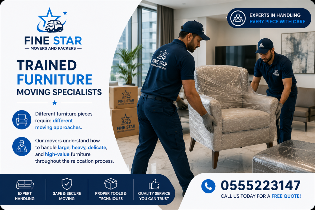 Professional movers transporting furniture safely during relocation