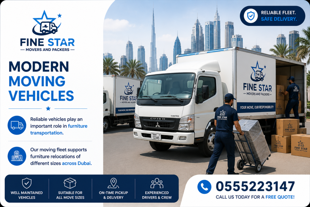 Professional furniture moving vehicle ready for residential relocation