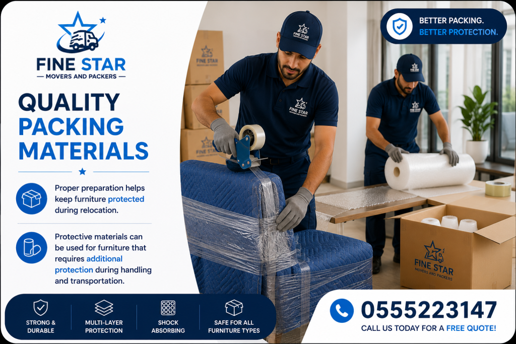 Protective packing supplies for safe furniture moving in Dubai