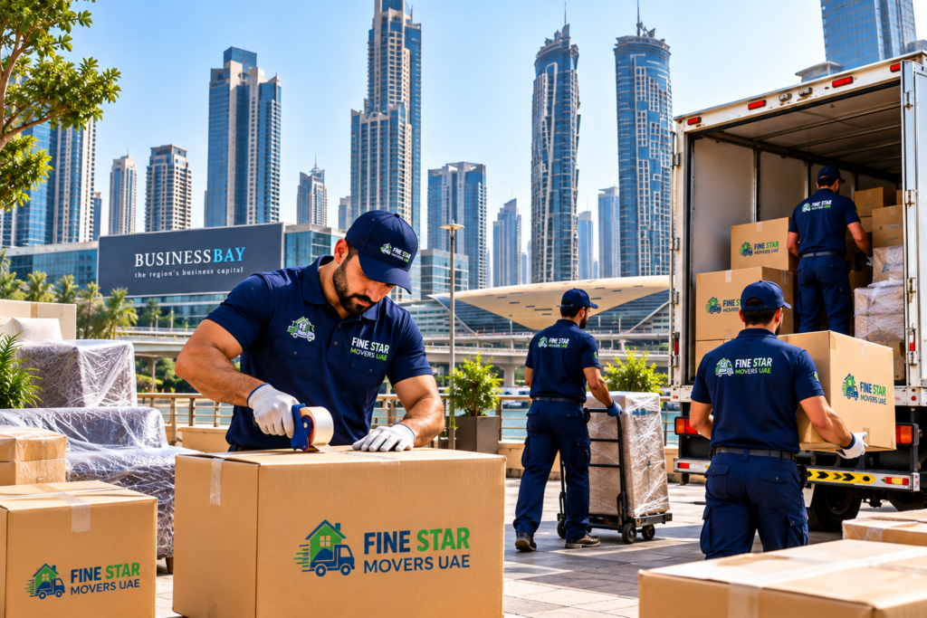 movers and packers in Business Bay by Fine Star Movers UAE with crew and truck