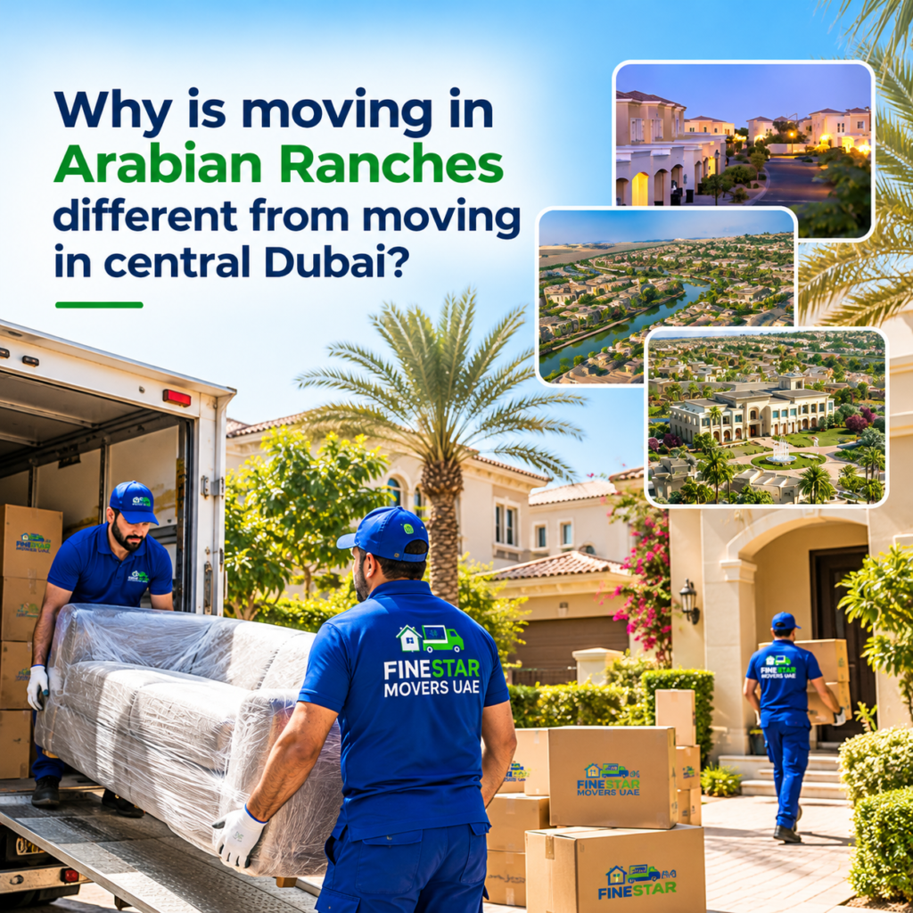 Movers and Packers in Arabian Ranches loading wrapped furniture into a moving truck