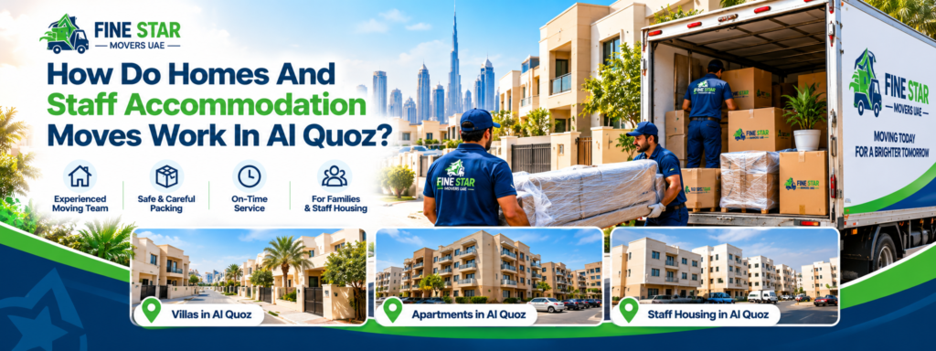 Fine Star Movers UAE crew loading household furniture for Al Quoz relocation