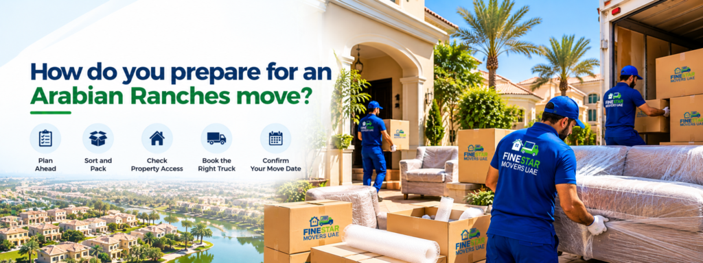 Fine Star Movers UAE team wrapping furniture and preparing moving boxes